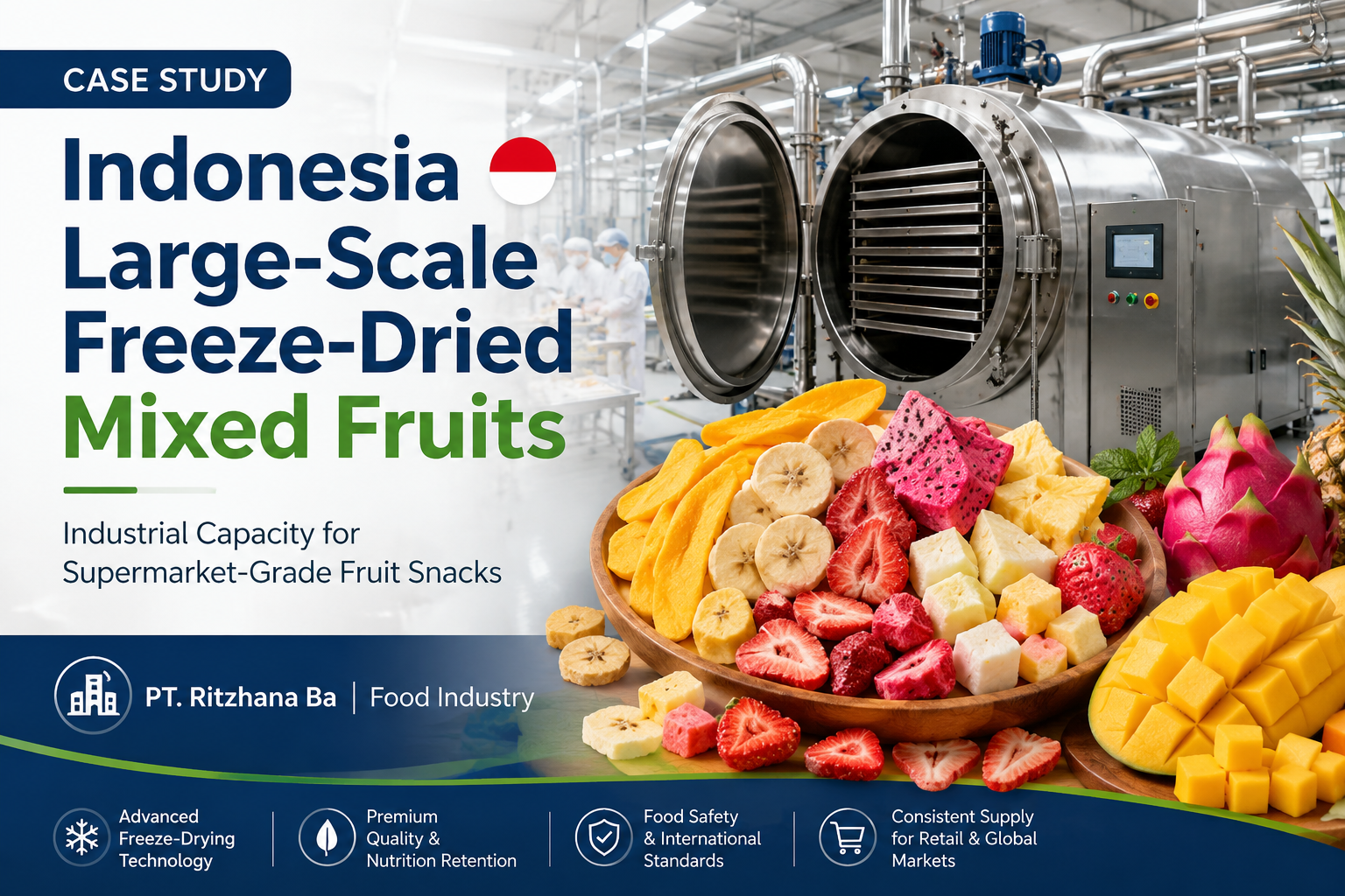 Indonesia Food Factory — Large-Scale Freeze Drying Solution for Mixed Fruit Products